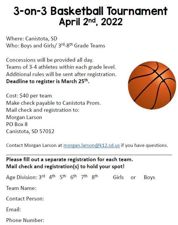 3 on 3 Basketball Tournament Canistota School District